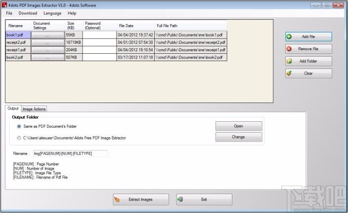 Free PDF Image Extractor 4dots下载,PDF图像提取工具